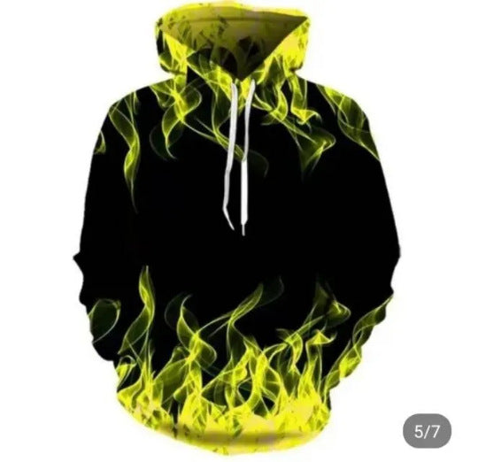 Men's hoodie with unique flame design and innovative material blend Lisslune