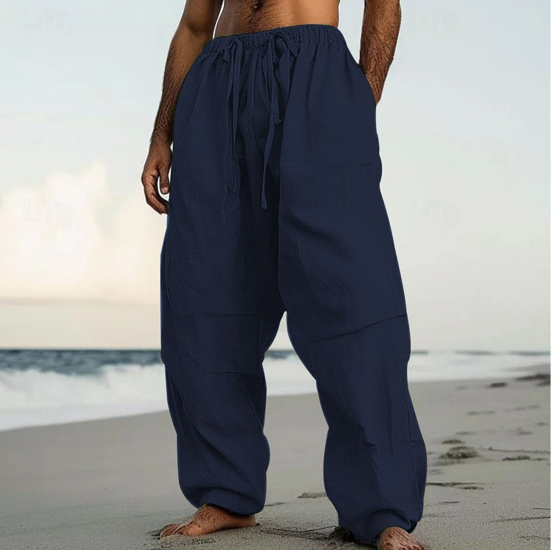 Men's airy linen pants with elastic waistband Lisslune