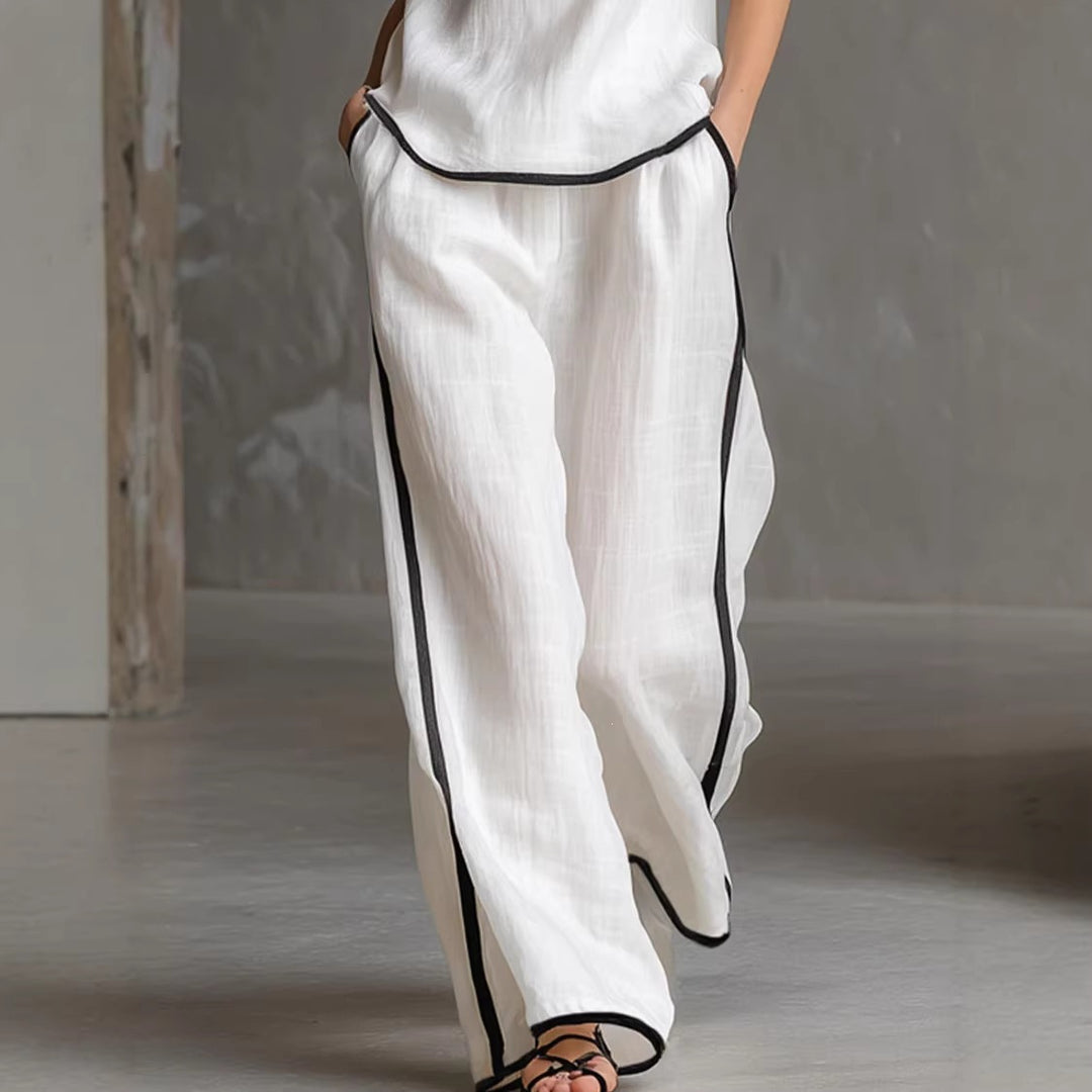 Damen Elegantes Zweiteiler-Set mit schickem Oberteil und weiten Hosen Lisslune