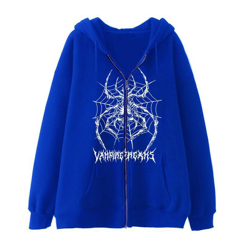 Women’s Long Sleeve Hoodie Jacket with Detailed Spider Motif Lisslune