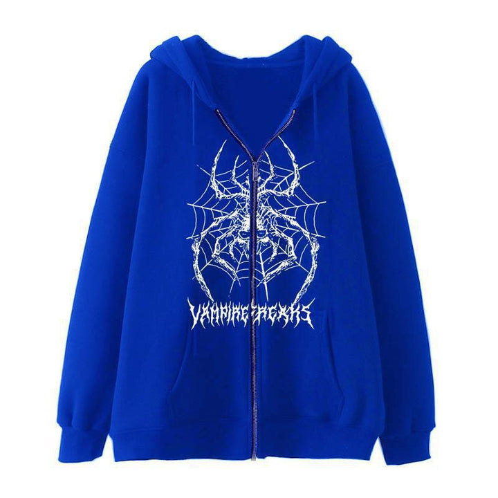 Women’s Long Sleeve Hoodie Jacket with Detailed Spider Motif Lisslune