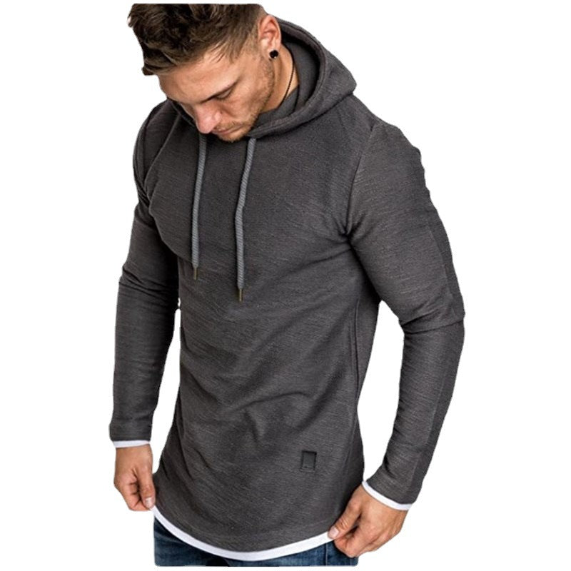 Men's Longline Hoodie Shirt with stylish, asymmetrical hem Lisslune
