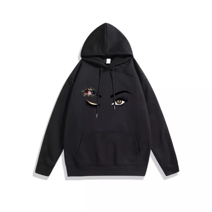 Ladies Hoodie with Creative Eye Motif Lisslune