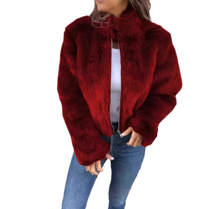 Women's Cozy Fleece Jacket with High Collar Lisslune