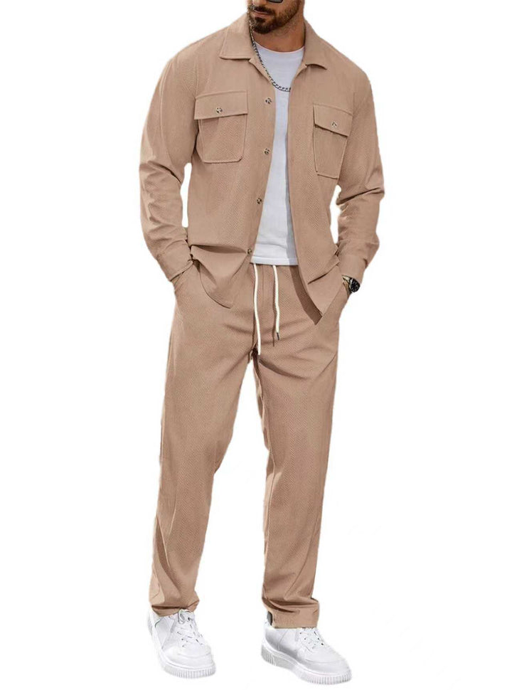 Men's fashionable leisure suit with practical pockets and elastic waistband Lisslune
