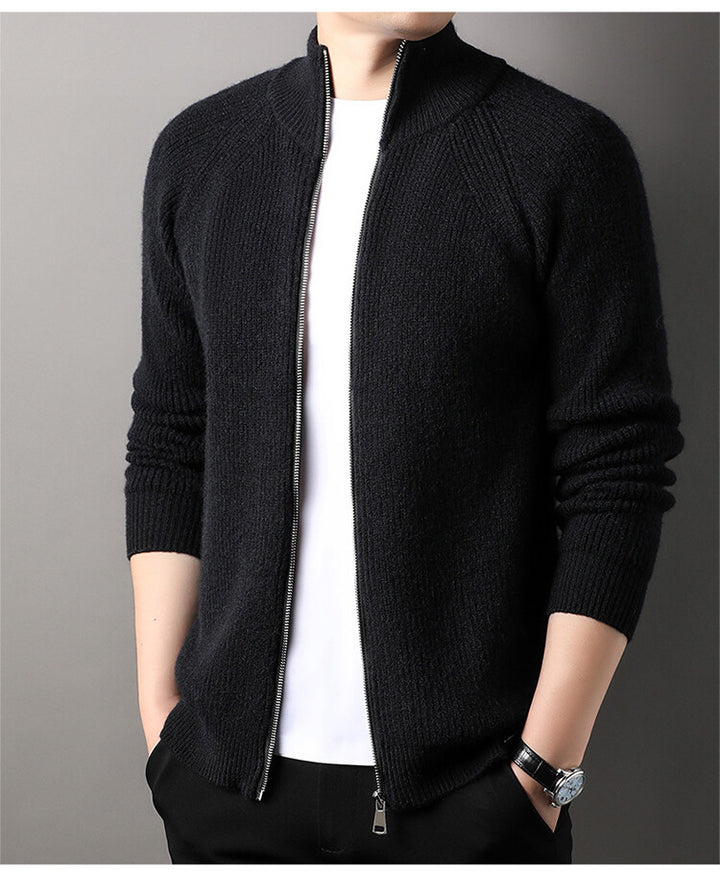 Men's cardigan with high collar and inconspicuous zipper Lisslune