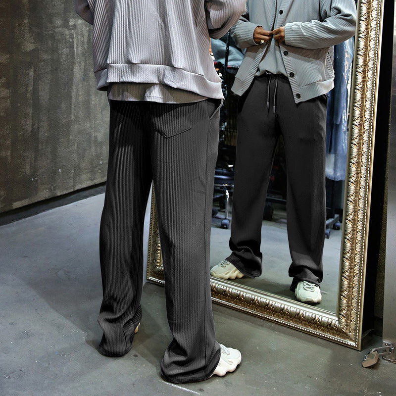 Men's sporty ribbed training pants with adjustable waistband and side pockets Lisslune