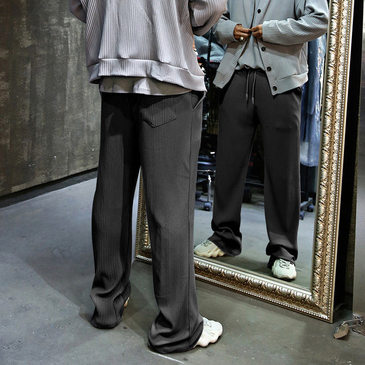 Men's sporty ribbed training pants with adjustable waistband and side pockets Lisslune