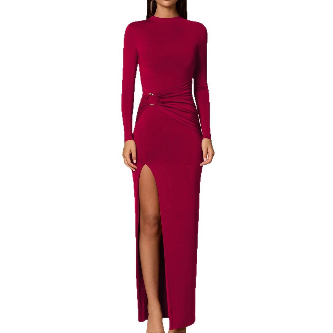 Damen Elegantes Maxikleid mit figurbetonendem Schnitt und hohem Schlitz Lisslune