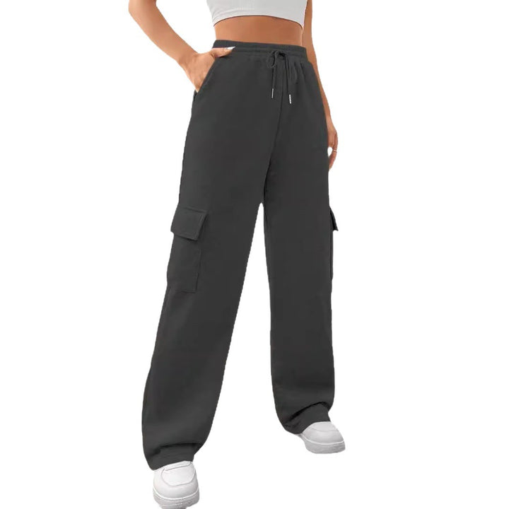 Women's Cargo-Style Leisure Pants with Elastic Waistband and Practical Side Pockets Lisslune