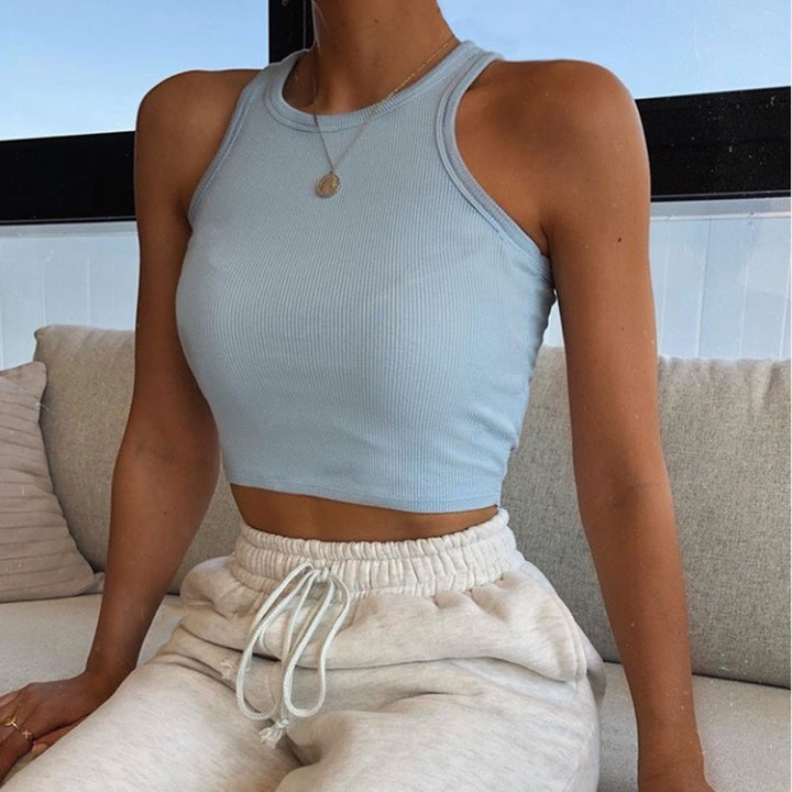 Women's sporty crop top with elastic rib design Lisslune