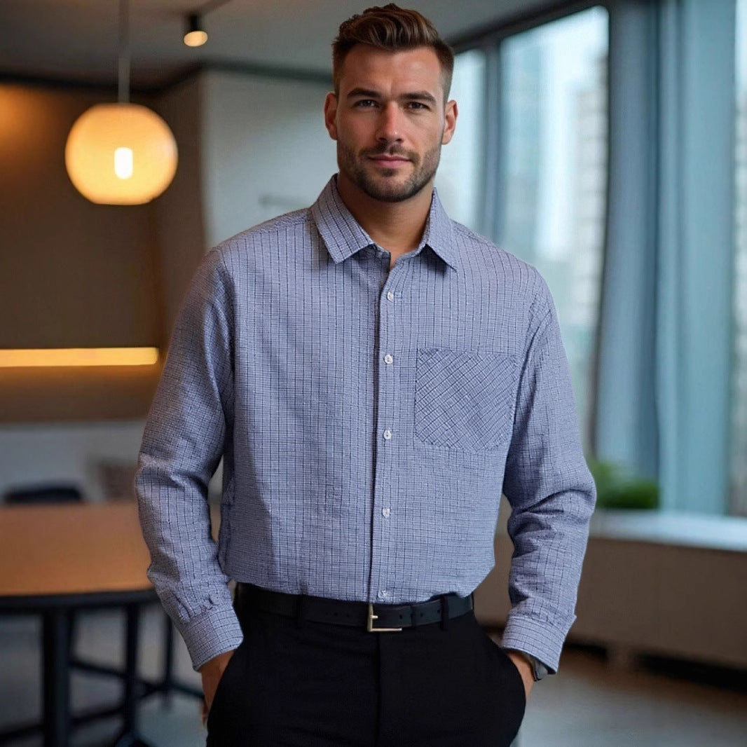 Men's checked business shirt in slim fit cut Lisslune