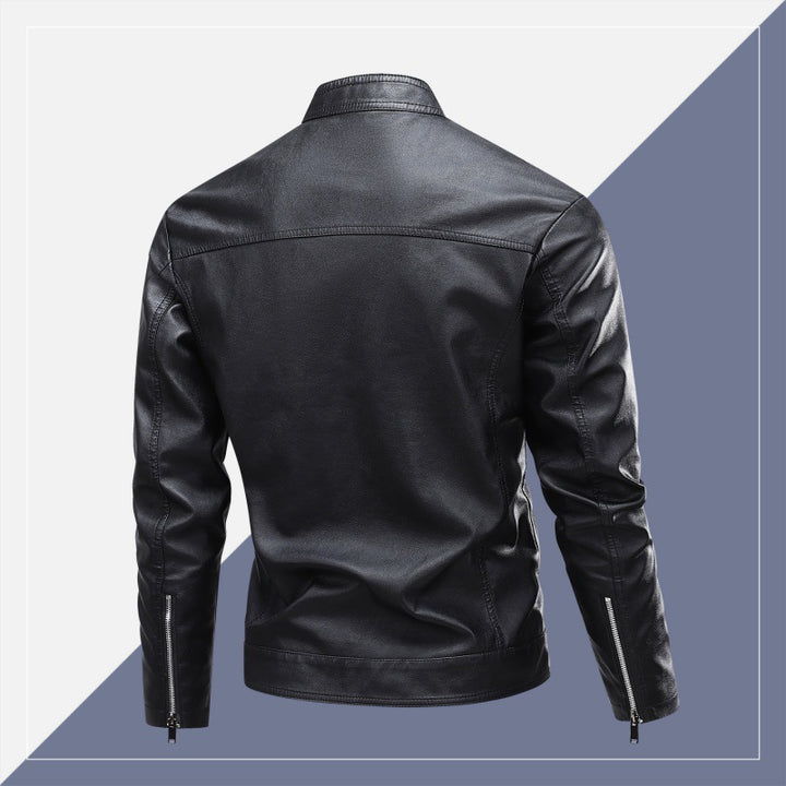 Men's Synthetic Leather Jacket with Modern Cut Lisslune