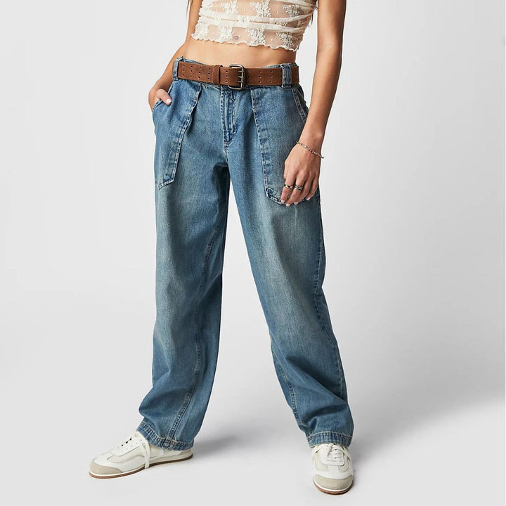 Damen weite Cargo-Jeans mit einzigartigen Taschen und lässigem Schnitt Lisslune