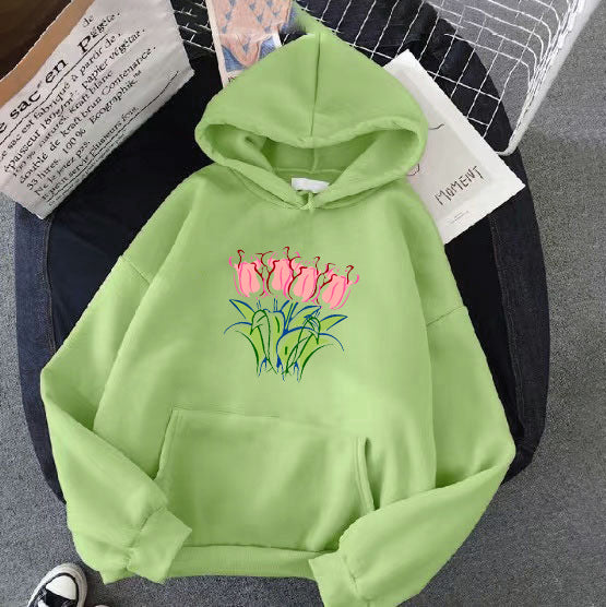 Women's hoodie with floral tulip motif Lisslune