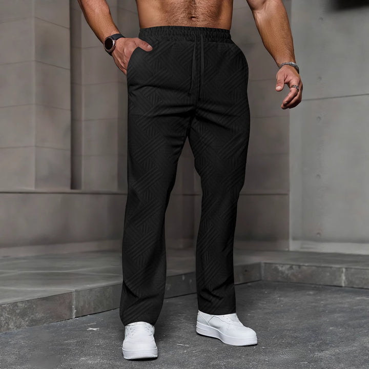 Men's comfortable sports jogging pants with elastic waistband and textured design Lisslune