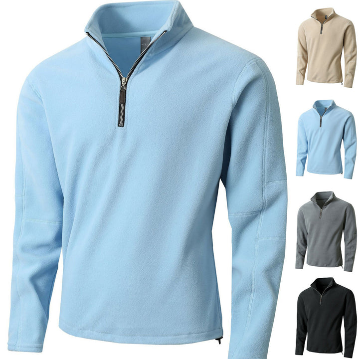 Men's fleece pullover with half-length zipper and stand-up collar Lisslune