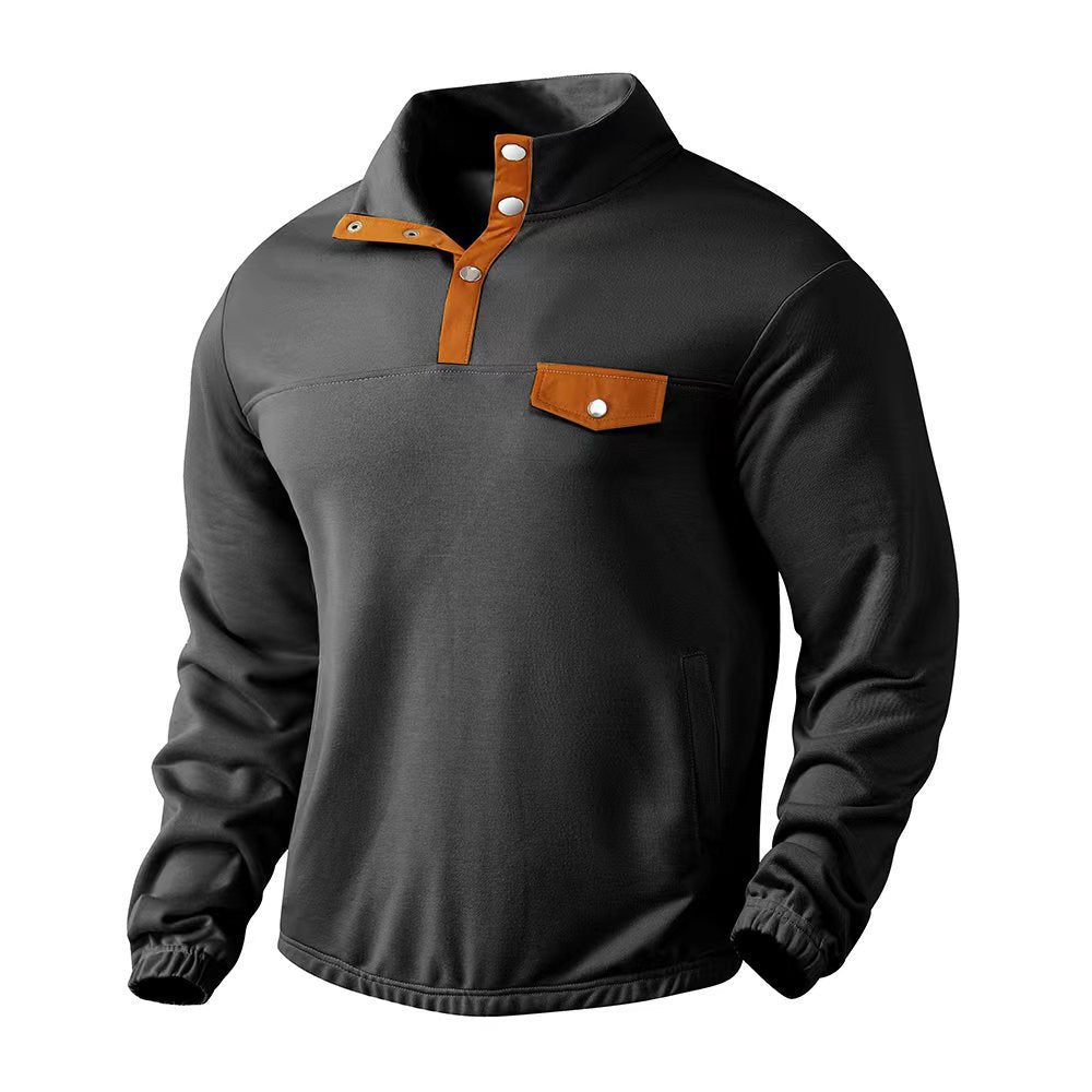 Men's fashionable sweater with button placket and pockets Lisslune