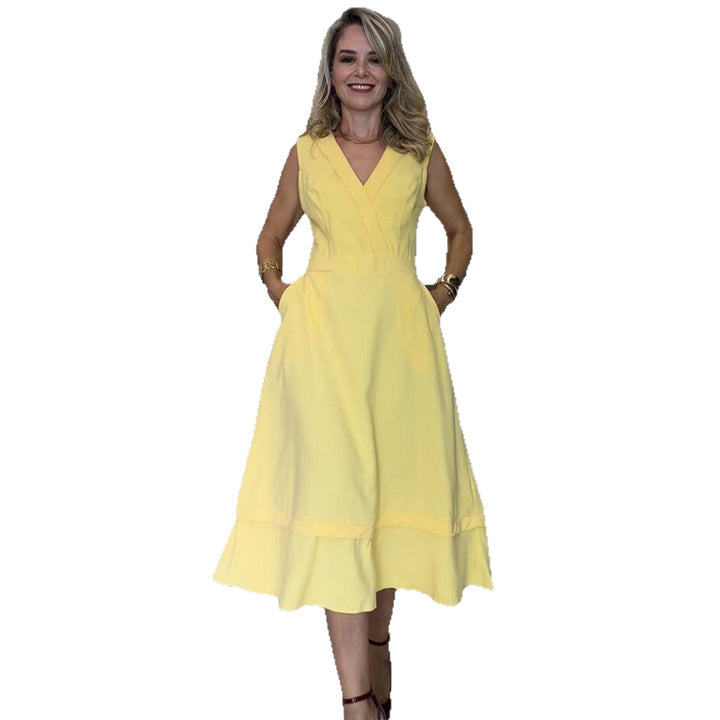 Women's midi dress with a flattering cut and practical pockets