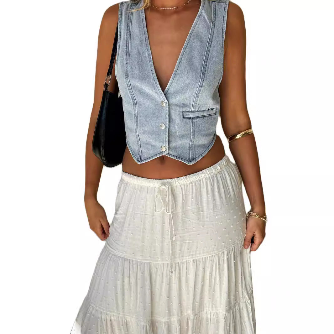 Women's jeans vest with slim fit and modern cut Lisslune