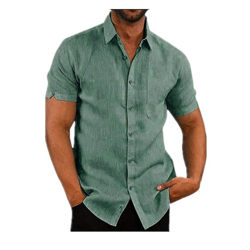 Men's short-sleeve shirt with textured fabric and fashionable cut Lisslune