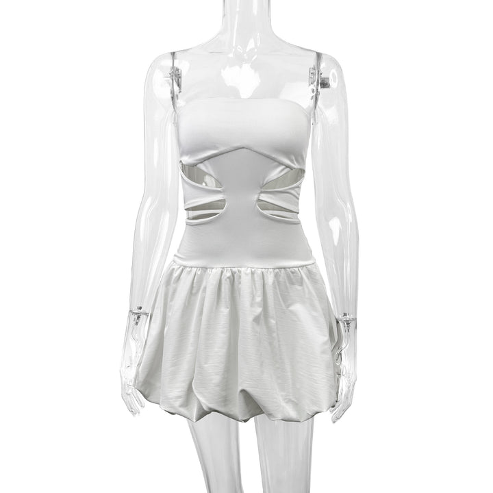 Damen Bandeau Mini Kleid mit Cut-Out-Details und voluminösem Rock Lisslune