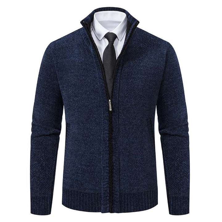 Men's elegant cardigan with modern zipper and high collar Lisslune