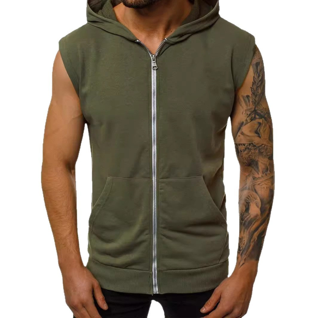 Men's sleeveless hoodie with full zip and practical pockets Lisslune