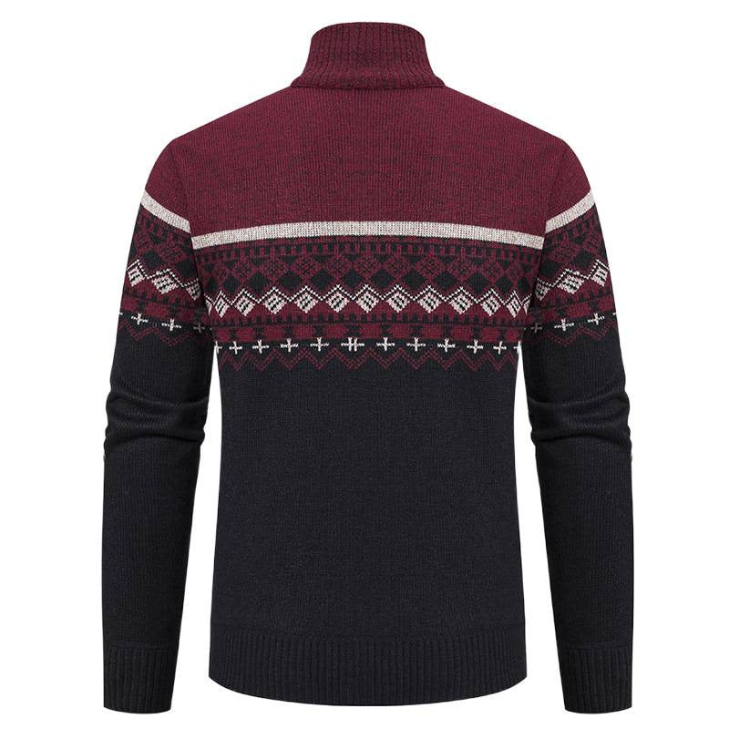 Men's cardigan with standing collar and Norwegian pattern Lisslune