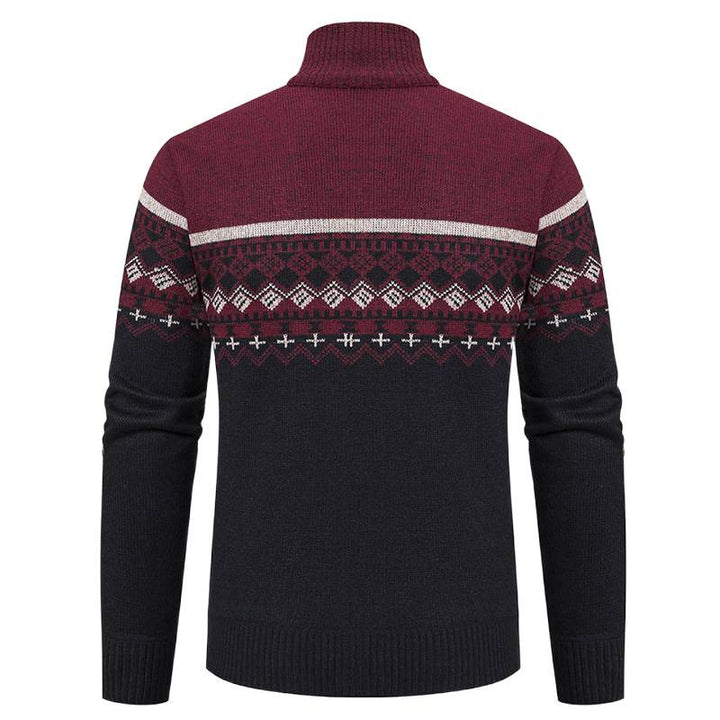 Men's cardigan with standing collar and Norwegian pattern Lisslune