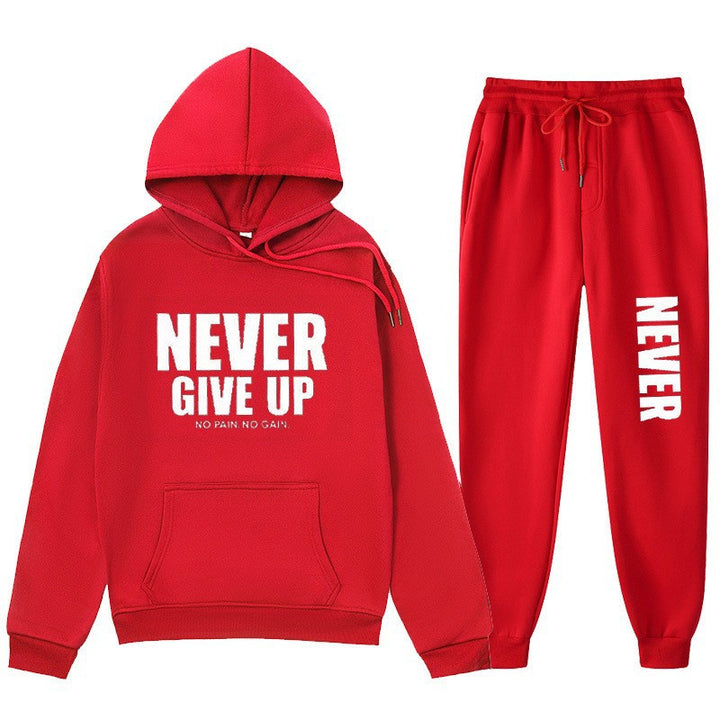 Women's training pullover and jogging pants in motif set with motivating print Lisslune