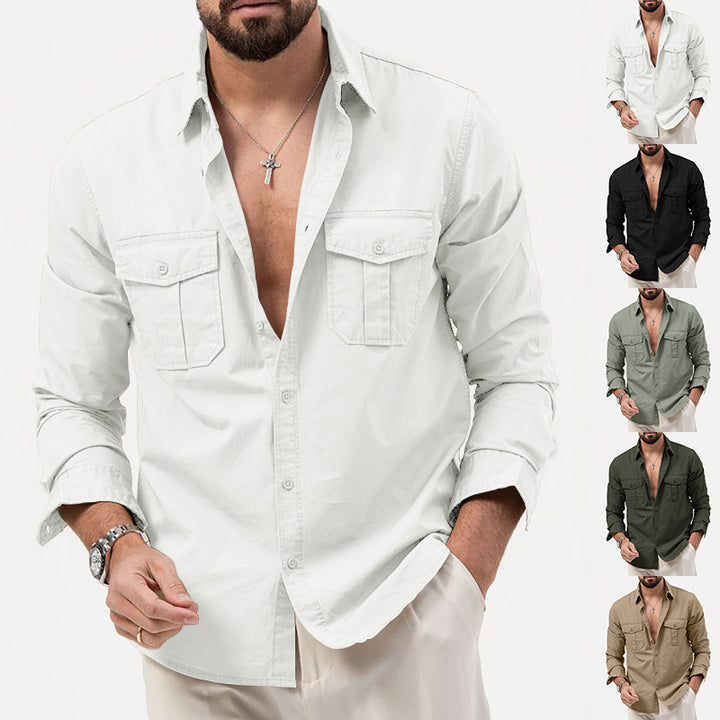 Men's long-sleeve shirt with chest pockets and modern cut Lisslune