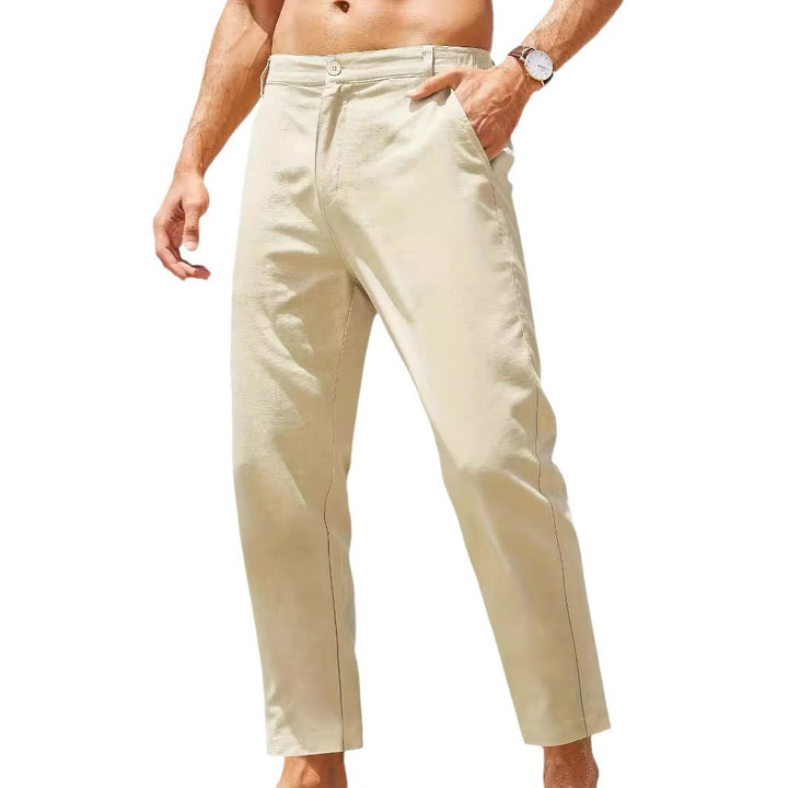 Men's casual pants made of lightweight cotton blend with a comfortable fit Lisslune