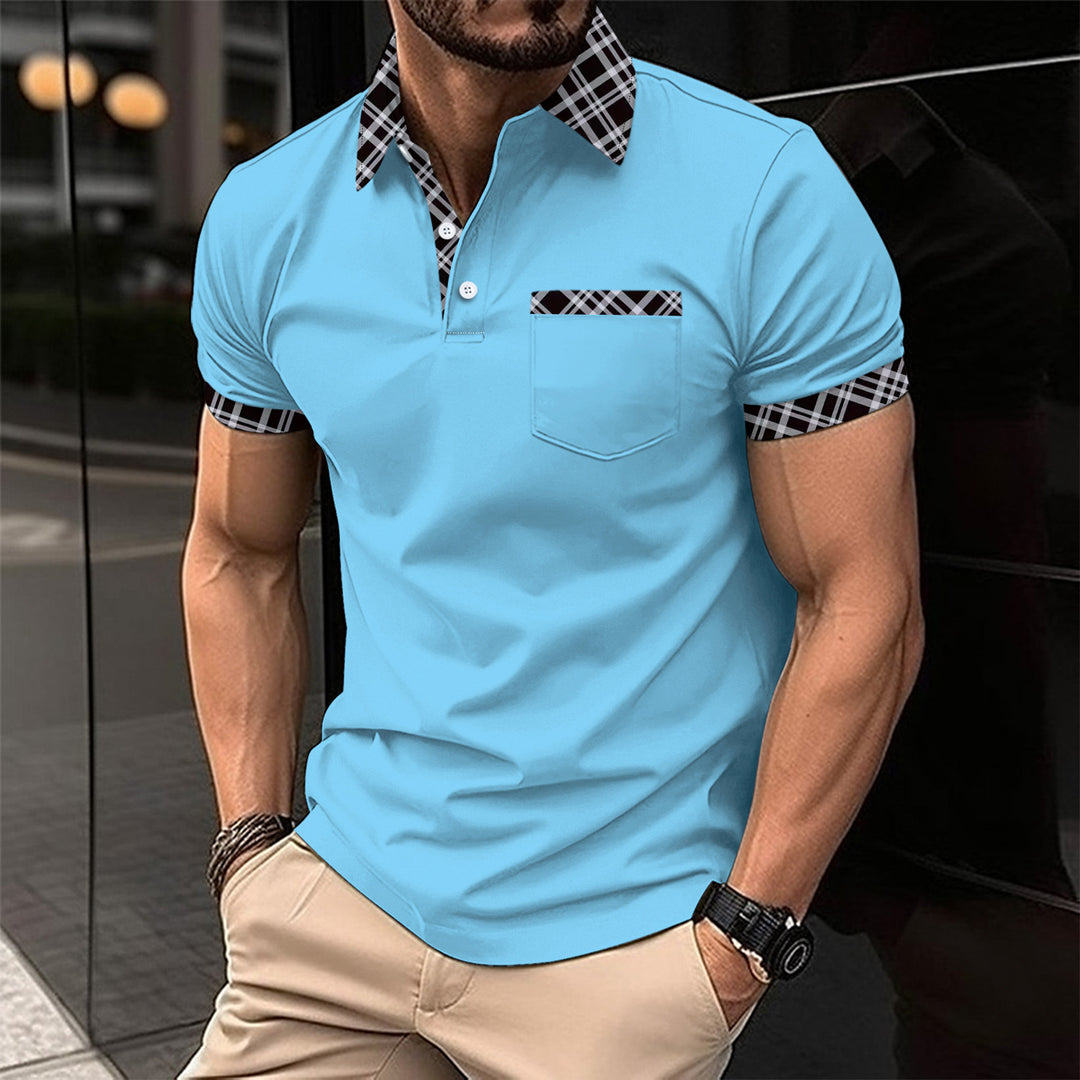 Men's elegant polo shirt with contrasting collar and chest pocket Lisslune
