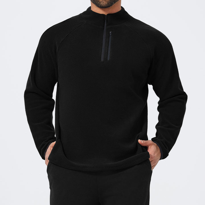 Men's Fleece Pullover with Stand-Up Collar Lisslune