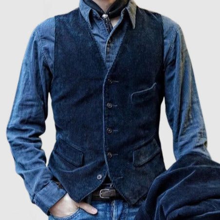 Men's cord waistcoat in a rustic look with practical pockets Lisslune