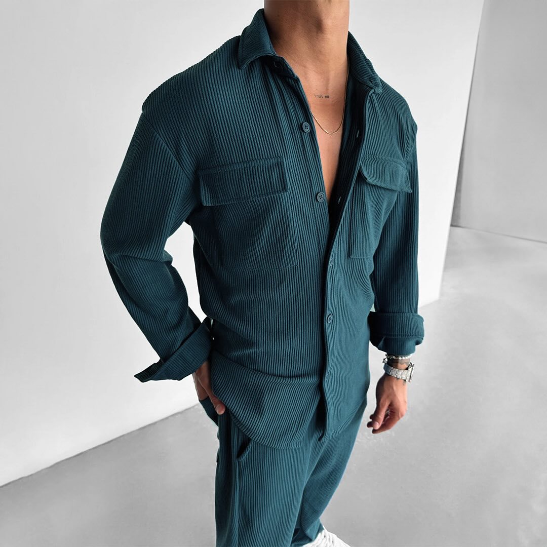 Men's utility shirt blouse with double breast pockets Lisslune