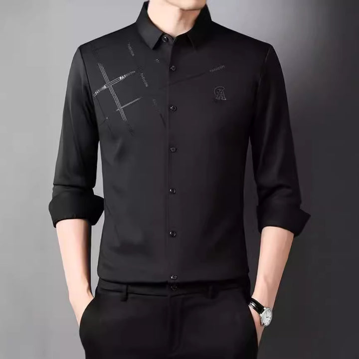 Men's elegant long-sleeve shirt with modern graphic design Lisslune