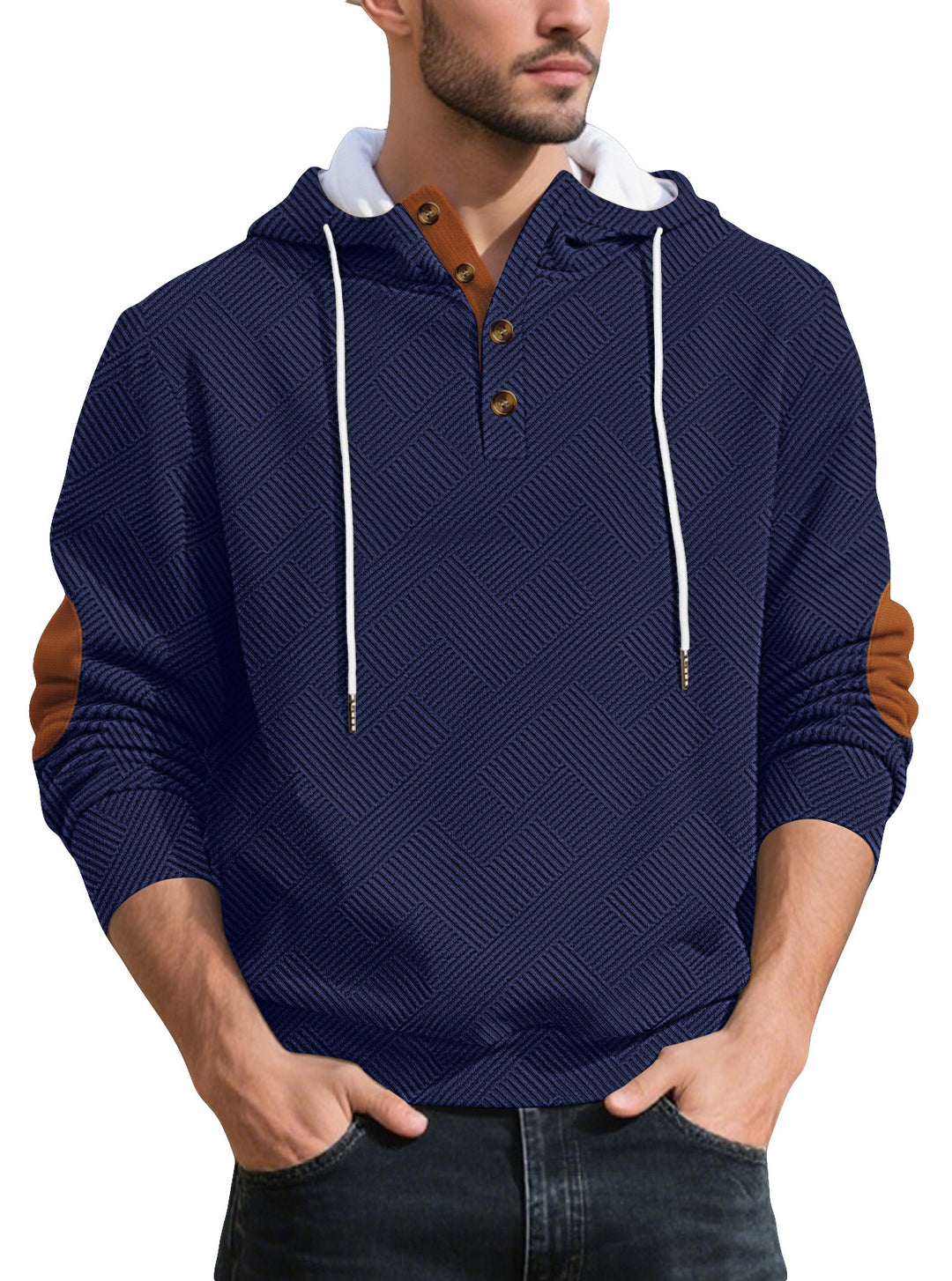Men's stylish hoodie with textured material and fashionable accents Lisslune
