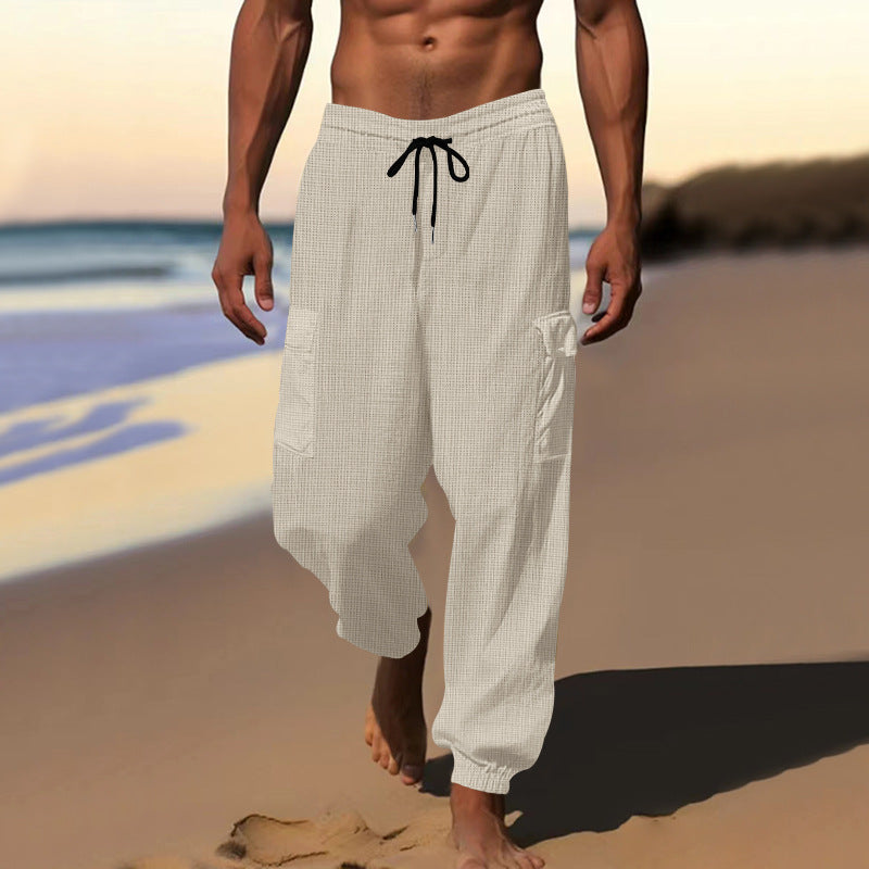 Men's cargo pants with elastic waistband and practical side pockets Lisslune