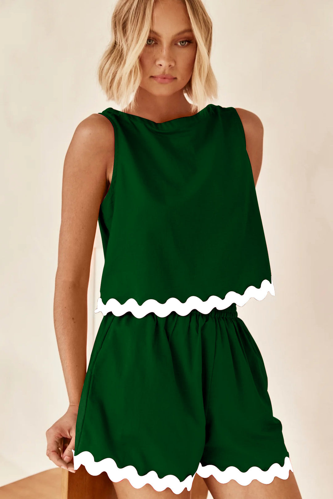 Ladies two-piece set with stylish top and breezy shorts Lune London