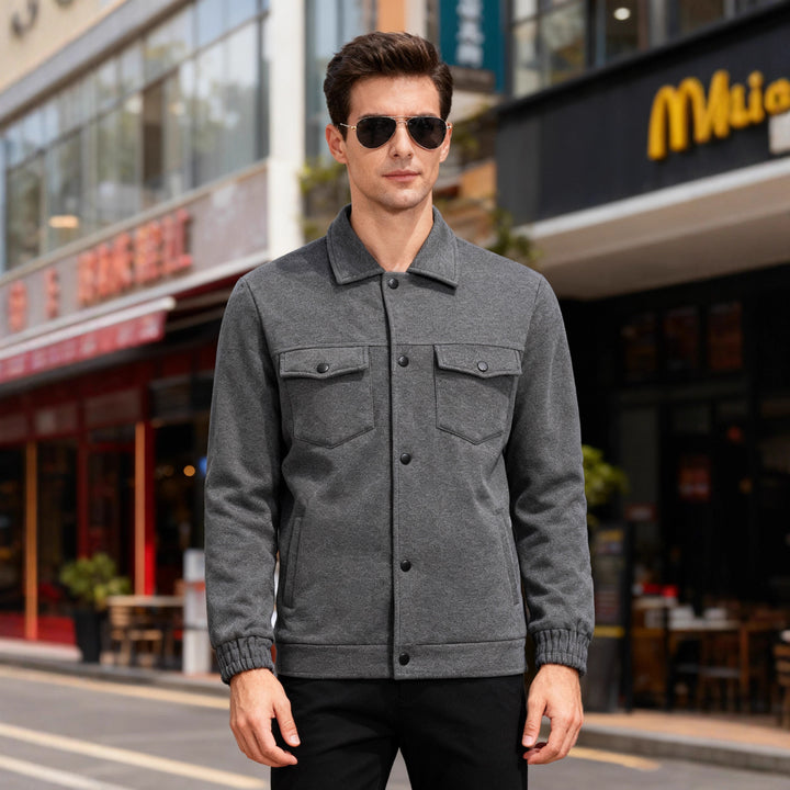 Men's fleece-lined utility jacket with practical pockets Lisslune
