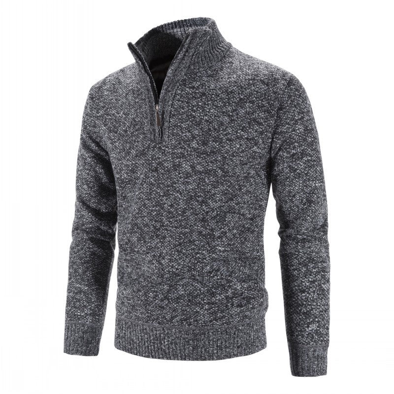 Men's fashionable knit pullover with half zipper and textured design Lisslune