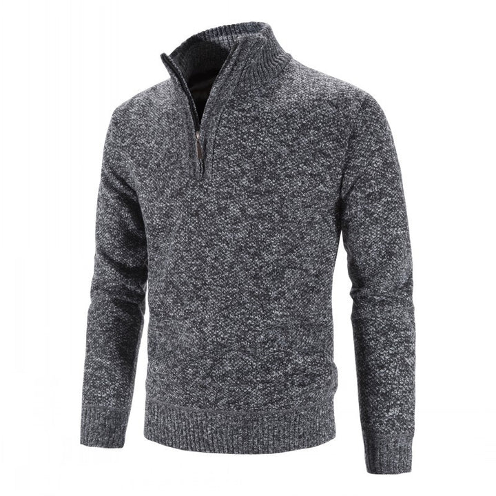 Men's fashionable knit pullover with half zipper and textured design Lisslune