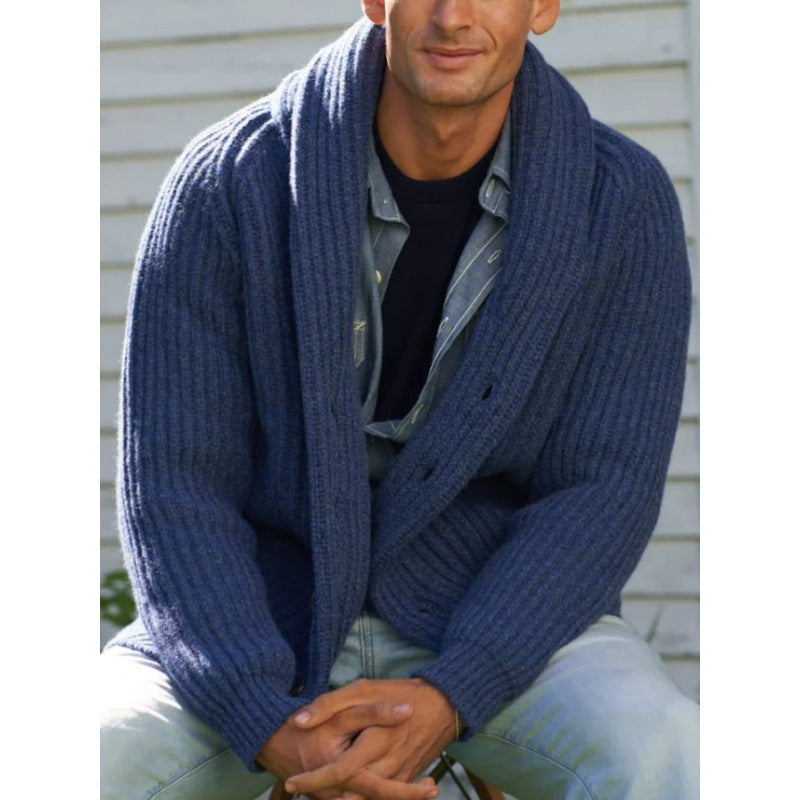 Men's knitted cardigan with draped lapel Lisslune