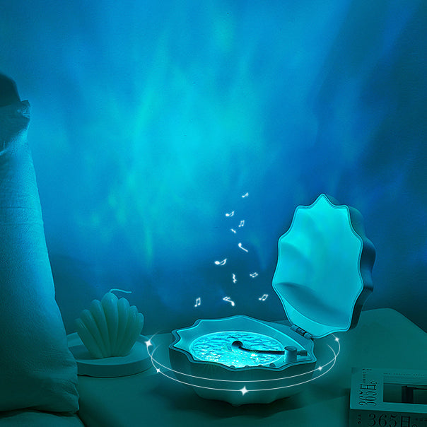 Lisslune | Shell Lamp Waves Retro Bluetooth Turntable LED Night Light - Perfect Gift for Kids and Girls