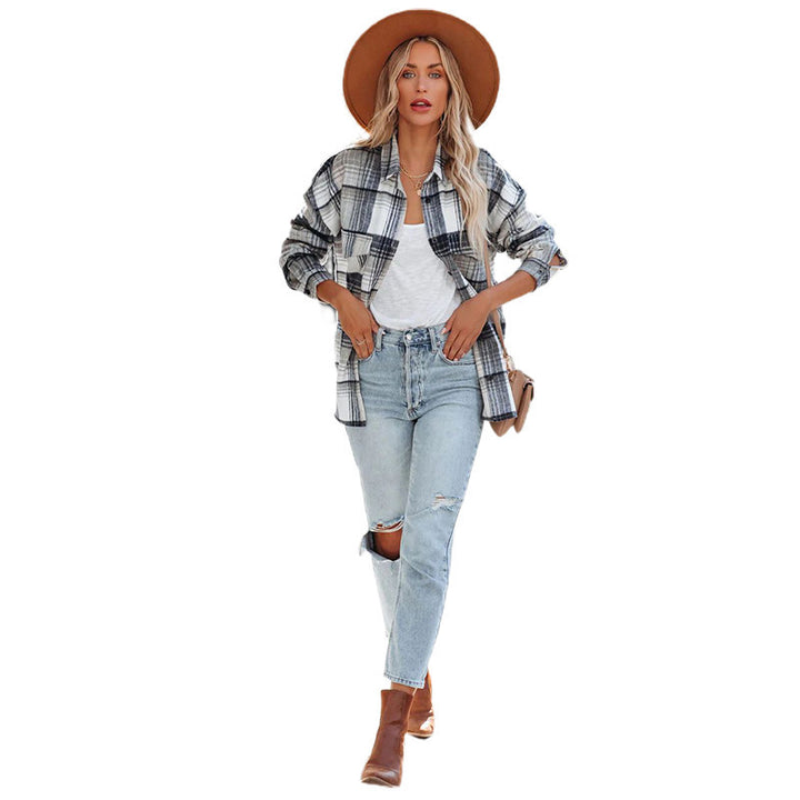 Women’s checked shirt with practical pockets and casual cut Lisslune