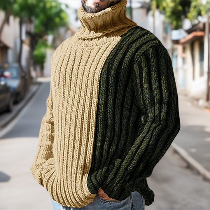 Men's turtleneck sweater with textured rib design Lisslune