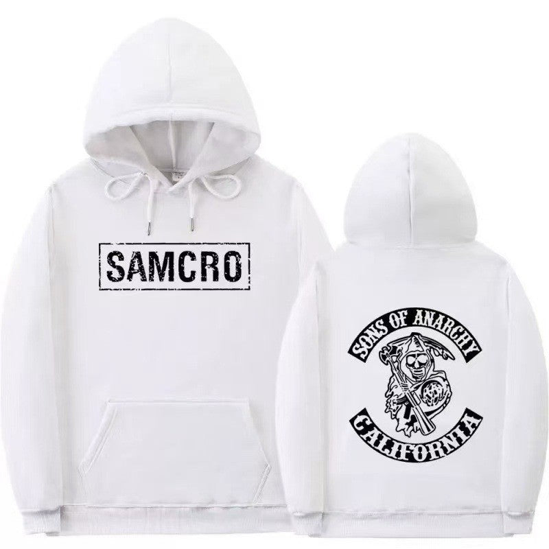 Women's hooded sweatshirt with artistic retro print and kangaroo pocket design Lisslune