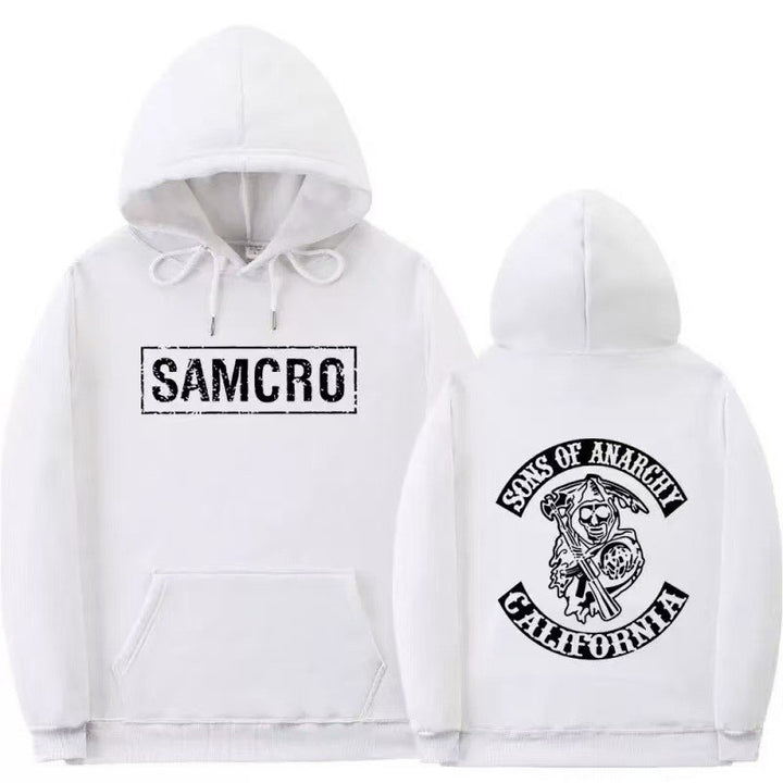 Women's hooded sweatshirt with artistic retro print and kangaroo pocket design Lisslune